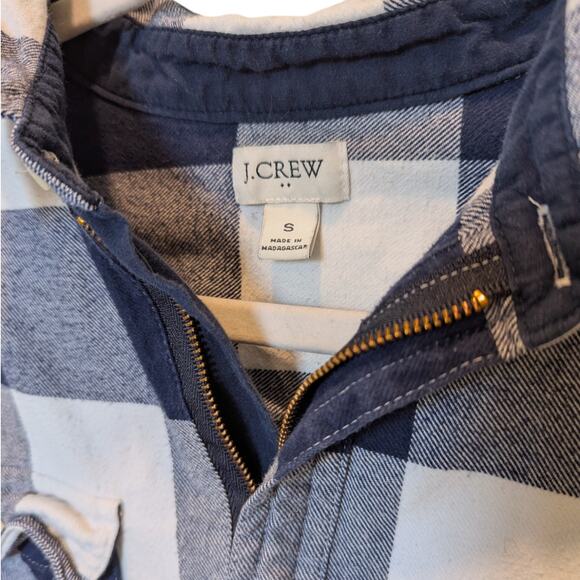 J. Crew Buffalo Check Blue Half Zip Shirt Jacket Shacket Small - Picture 3 of 8